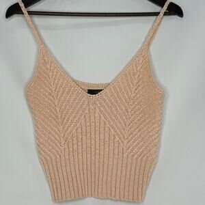 J. Crew Knit Cropped Tank Top Medium Beige Bohochic Boho Bohemian Minimalist